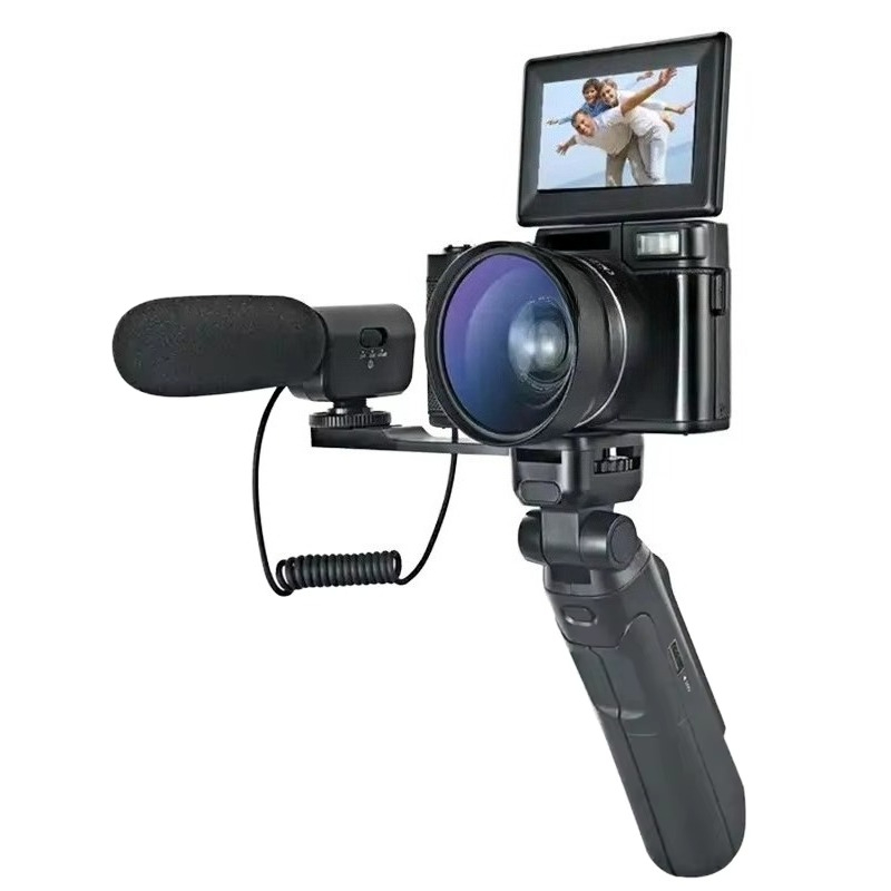 Photography Videos Free - 4KデジタルVlog撮影用オートフォーカスカムコーダー 写真撮影用 48MPビデオ WiFi接続 3.0インチIPSフリップスクリーン