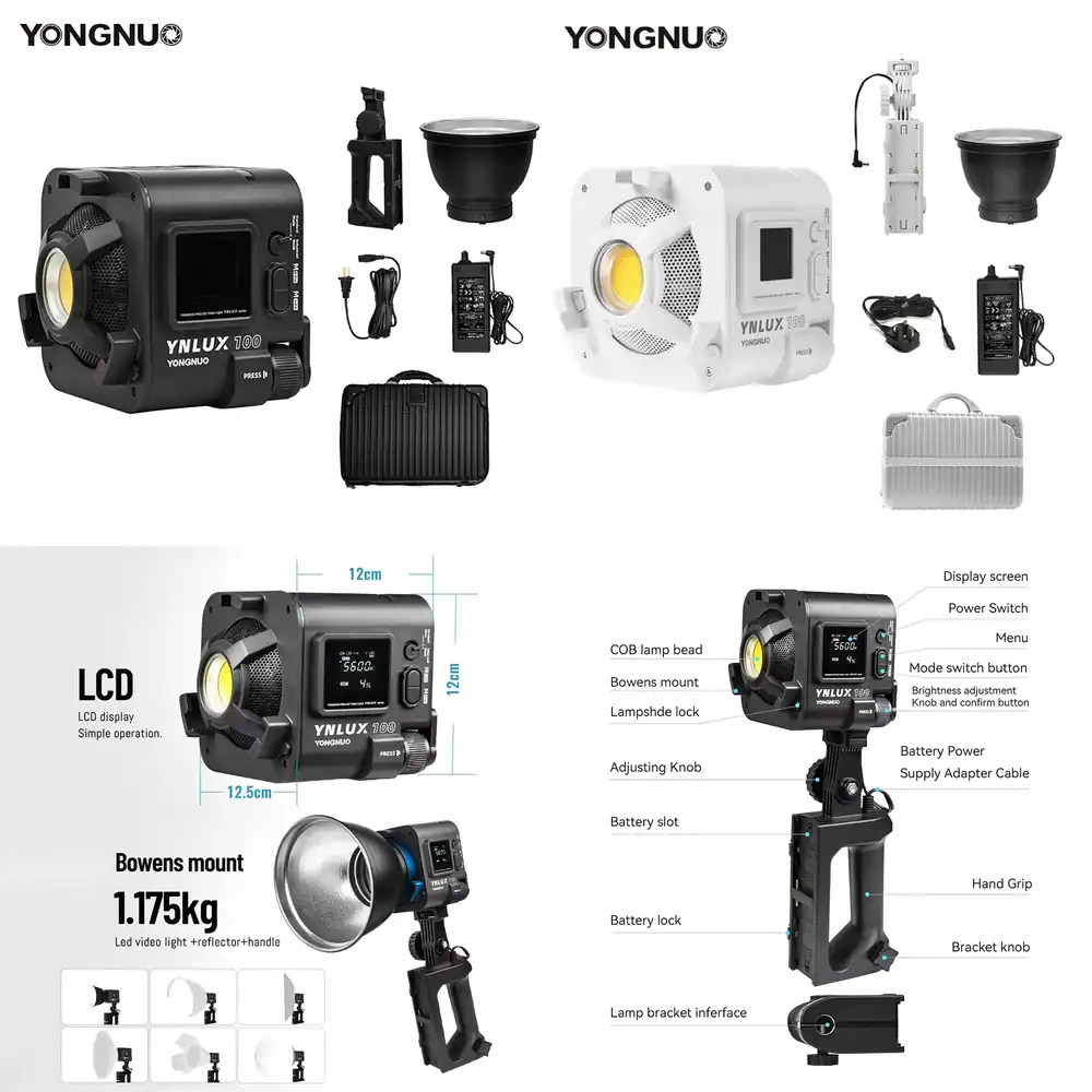 Photography Videos Free - YONGNUO YNLUX100 100W 3200K-5600K コンパクトハンドヘルドLEDビデオCOB撮影用フィルライト（写真スタジオ用）
