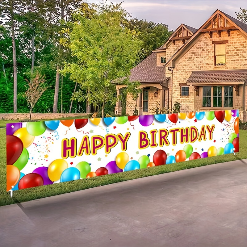 Photography Prompt - 誕生日バナー ハッピーバースデーサイン バルーンバナー パーティー用品 デコレーション カラフルなフェンス