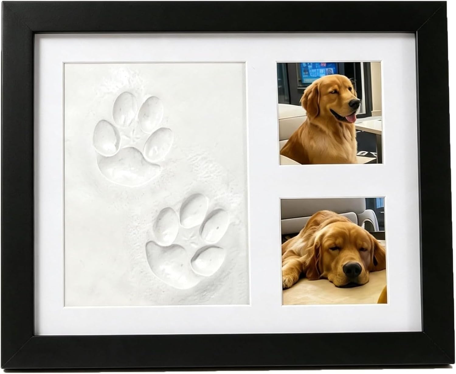 Photographic Memory - DIYペットの足跡記念キット（粘土型とフォトフレーム付き） - 犬、猫、ペットカップルのための精巧なギフトボックス、創造的なペット記念品