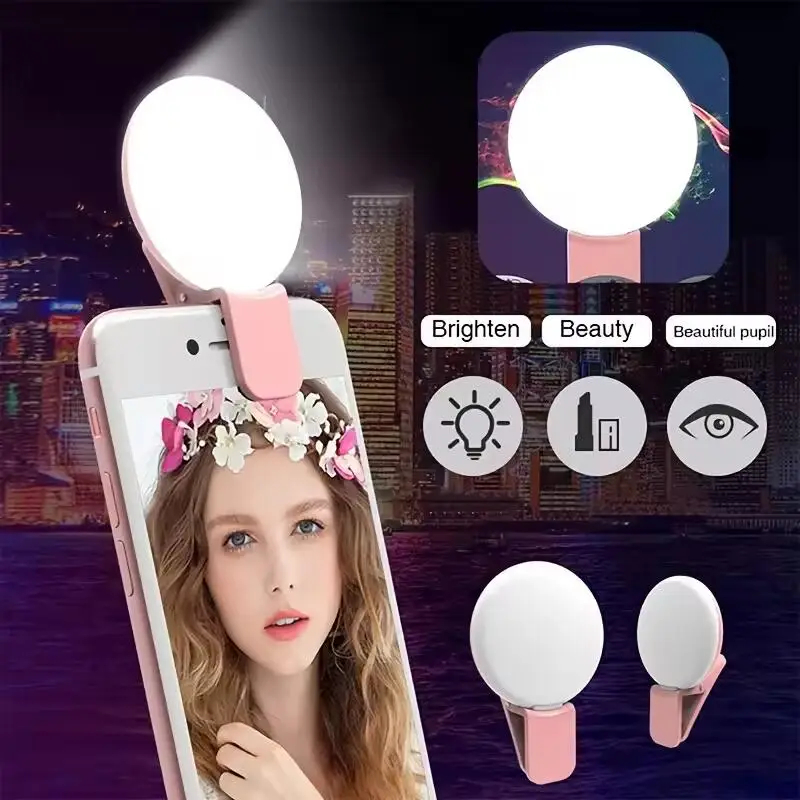 携帯用ミニ自撮りリングライト、LEDランプ、USB充電式、写 - Photography Videos Free のレビューと価格