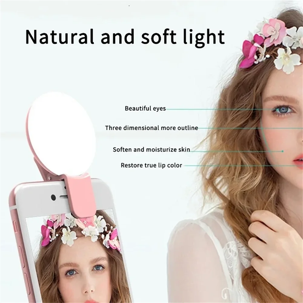 携帯用ミニ自撮りリングライト、LEDランプ、USB充電式、写 - Photography Videos Free のレビューと価格