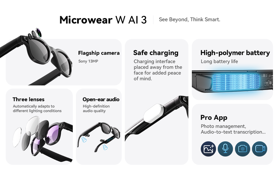 AIスマートグラス 800万画素広角撮影、ビデオ録画、Blu - Photography Videos Free のレビューと価格