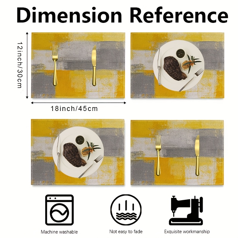 VIKAMA イエローグレー抽象油絵プレースマット、幾何学模 - Photography Geometry のレビューと価格