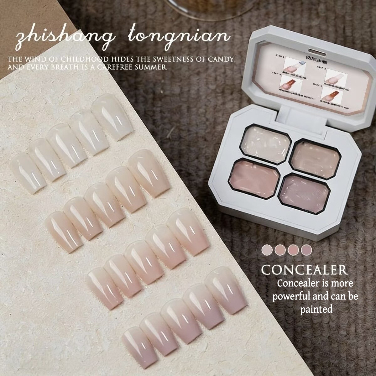 4色グラデーションピンク、ヌードペイントジェルネイルアート、 - Photography Design のレビューと価格