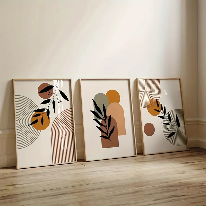 3枚セット ボヘミアンスタイル 植物幾何学模様抽象ポスター、 - Photography Geometry のレビューと価格
